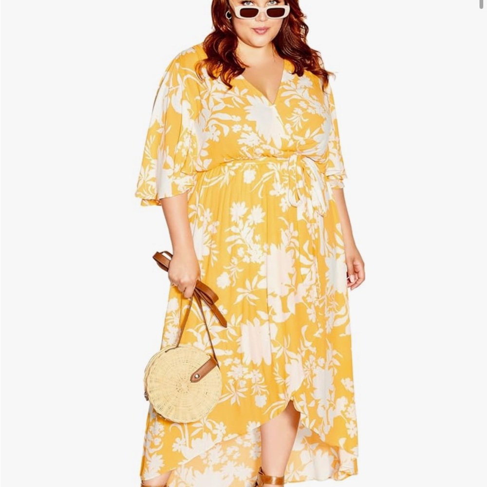 City Chic Yellow Floral Dress